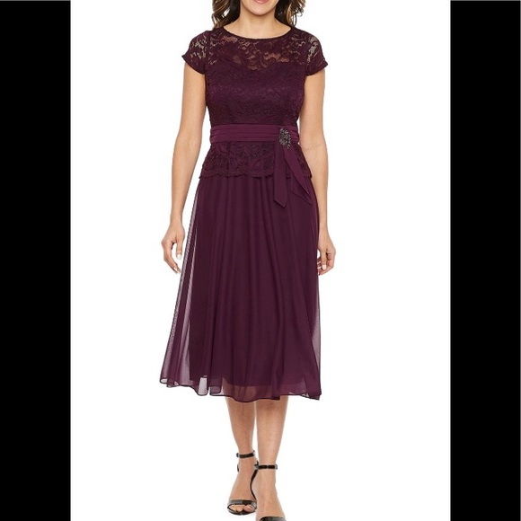 Jackie Jon Wine Lace Dress Sz 16 NWT - Picture 8 of 10